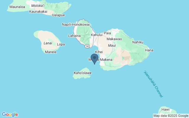 Kaart met locatie Molokini